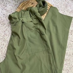 SHEIN Plus wide leg scrunched waist pant with tie